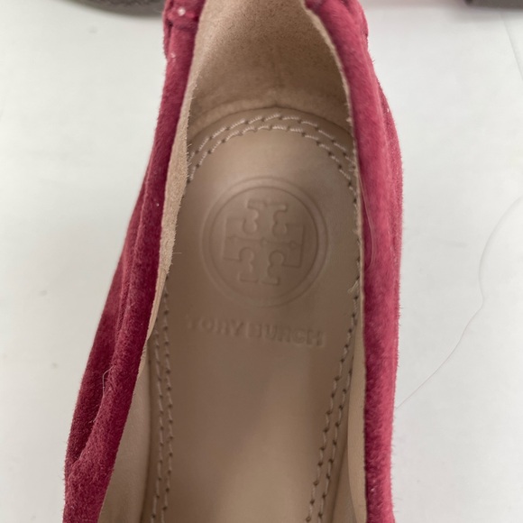 Tory Burch Minnie Ballet Flats Women\'s Burgundy Suede Size 6.5